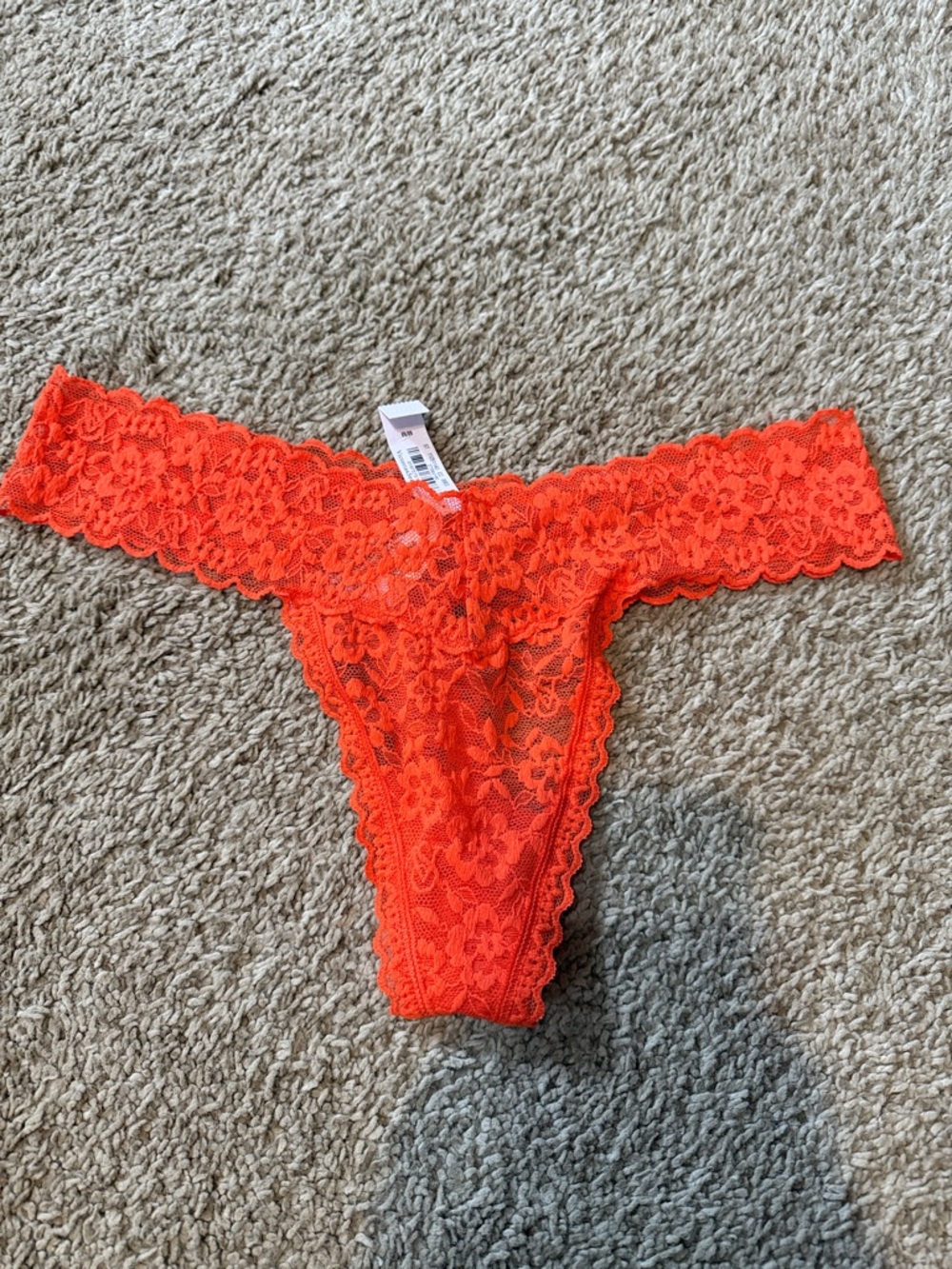 Victoria's Secret Neon Orange Lace Thong